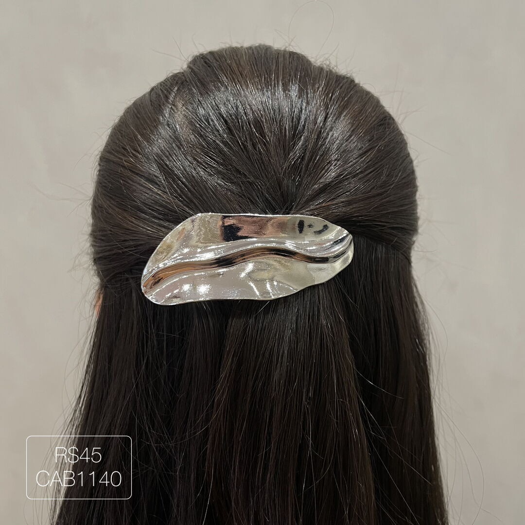 Hair Pin Folha GG Lisa Prateado
